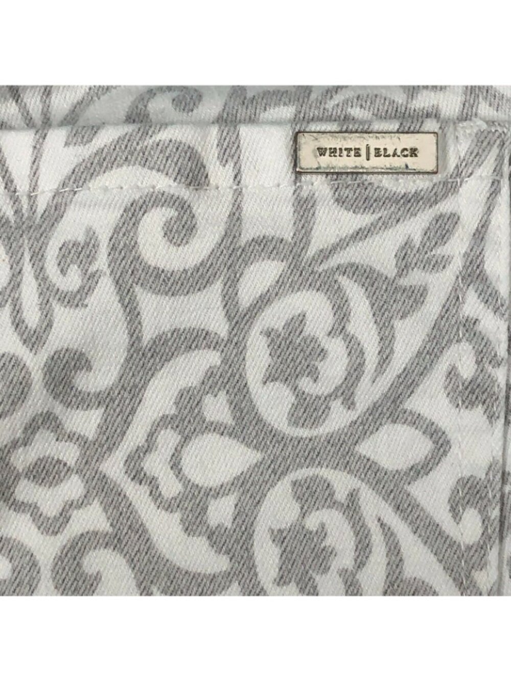 White House Black Market Pants Womens 2R Gray Paisley Slim Ankle Fit Rhinestones - Picture 9 of 10